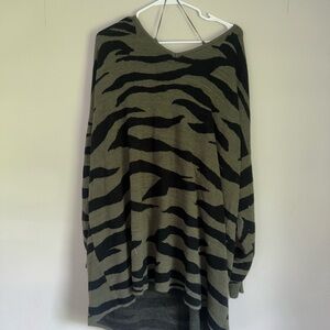 Eloquii Olive and Black Animal Print Sweater